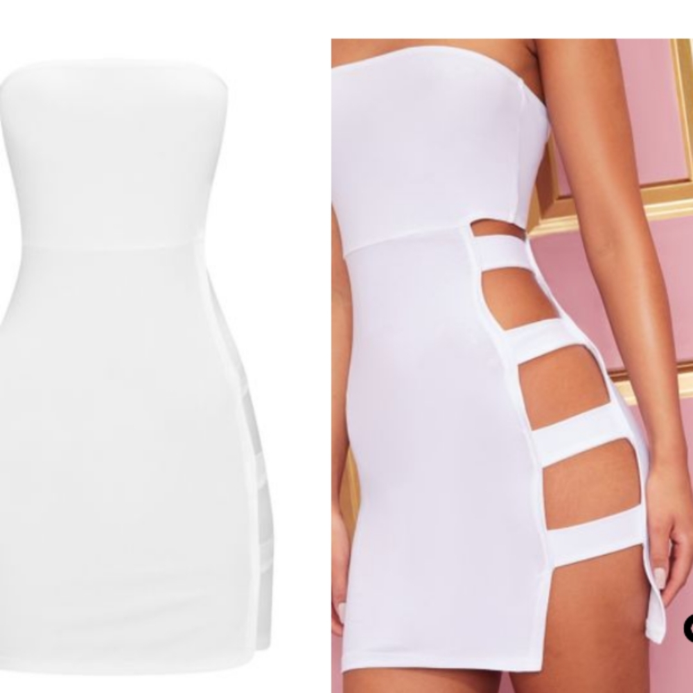 White cut out bodycon dress